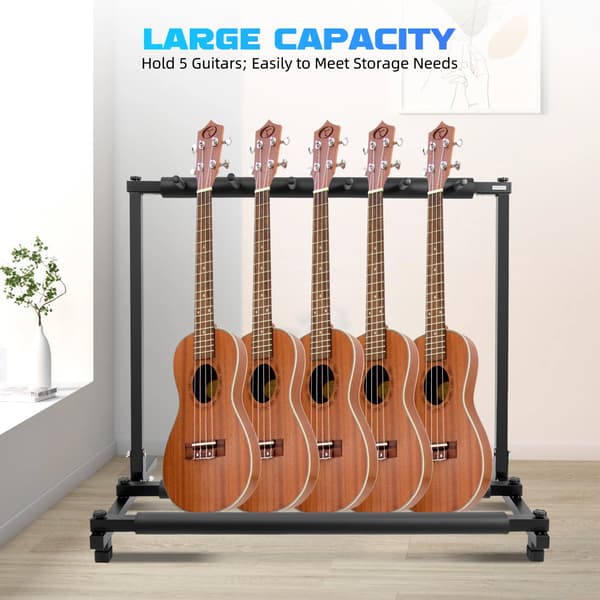 Gitarrställ, Display för 5 Gitarrer, Fristående Design,grön