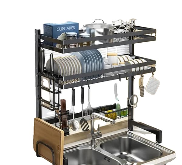 Diskställ, Dubbel Våning, Platsbesparande Design,svart