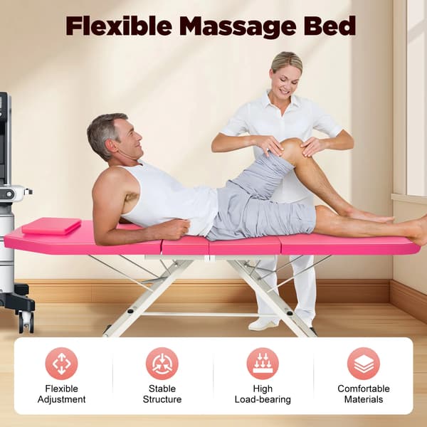 Massagebord, Justerbart Ryggstöd, Stabil Konstruktion,Rosa
