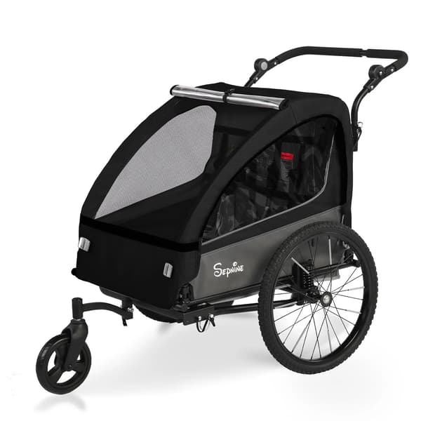 Cykeltrailer, Stødabsorberende Dæk, Sammenklappeligt Design,sort