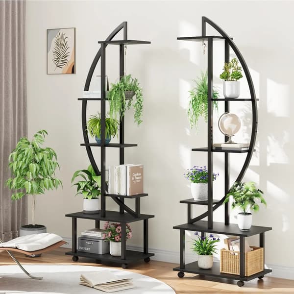 Indendørs Planteholder, 6 Niveauer, Moderne Design,Sort