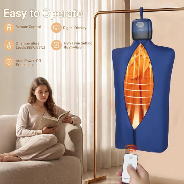 Bærbar Tørretumbler, Dobbelt Ventilatorsystem, Digital Touchscreen Kontrol,Blå