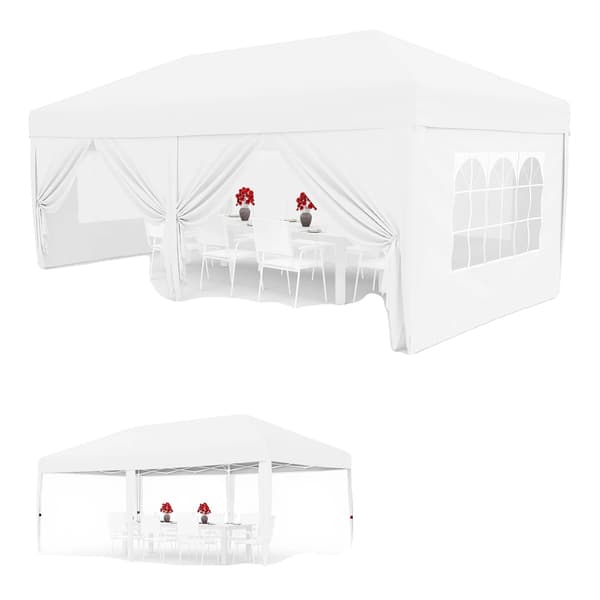 Fällbar Markis, Vattentät, Justerbar Höjd,Vit 3x6m