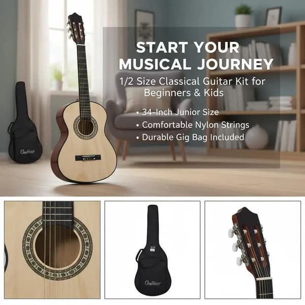 Gitarr, Akustisk Design, Ideal för Nybörjare,Ljusbrun