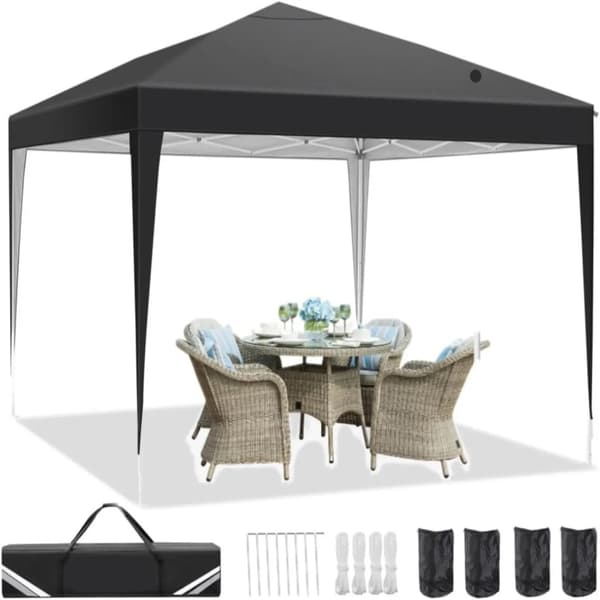 Gazebo, Vandtæt Kappe, Justerbar Højde,Sort