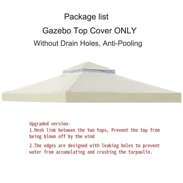 Paviljongtak, Vattentät Design, Förbättrad Luftflöde,3m * 3m-e, Uppgraderad Beige
