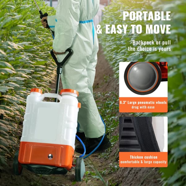 Ryggspruta, Batteridriven, Justerbart Tryck,4 Gallon