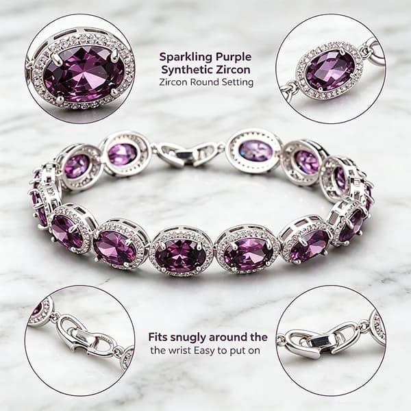 Armband, 925 Silver, Moissanitstenar,LILA