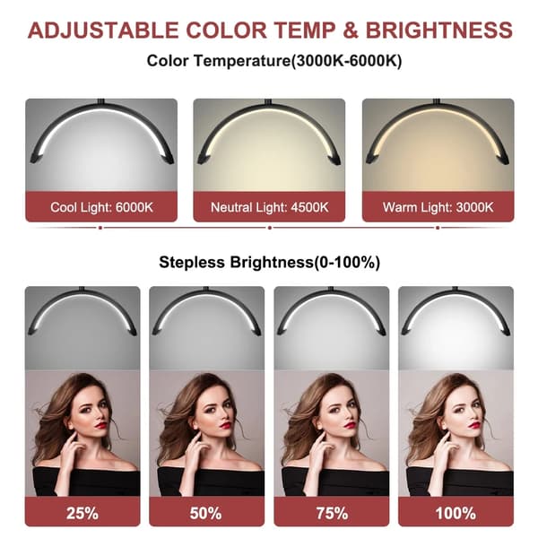 Ring Light, Justerbar Farvetemperatur, 180 LED Belysning,Sort