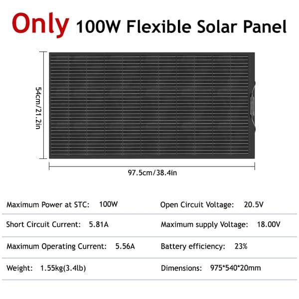 Solpanelset, Hög Effektivitet, Mångsidig Kompatibilitet,Flexibel 100Watt