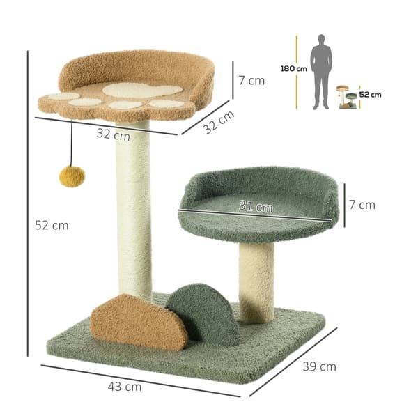 Kattens Kradsetræ, Multi-Niveau Design, Holdbare Materialer,Grøn, Brun, Beige