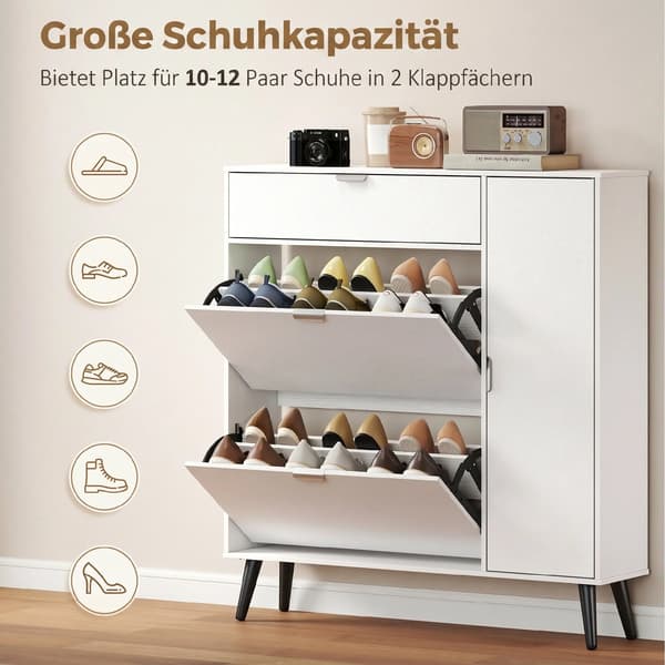 Sko cabinet, Snygg design, Multi-zon förvaring,VIT