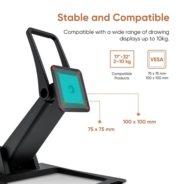 Ergonomisk Stativ, Justerbar Højde, Kompatibel med VESA Montering,ACS15 stand