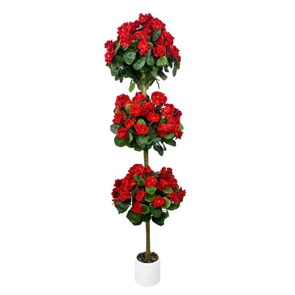 Kunstig Geranium, Livsstørrelse Design, Holdbart Materiale,Rød