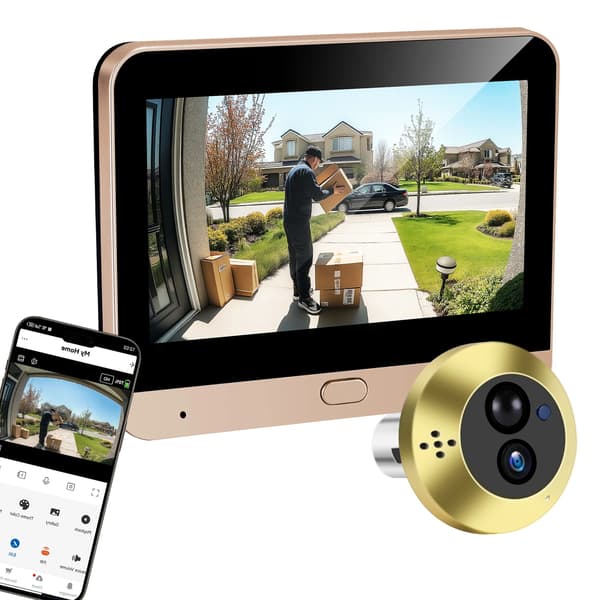 Digital dørkikkert, 2-vejs lyd, 140° vidvinkel,Tuya-Guld