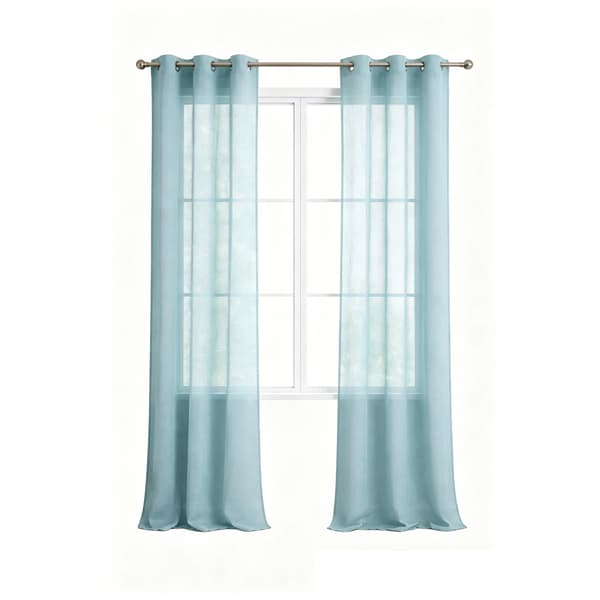 Gennemsigtige Polyester Gardiner, Minimalistisk Design, Antirust Øjer,Søblå