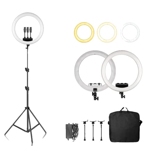 Ring Light, Dæmpbar Lysstyrke, 360° Rotation,200cm Hvid