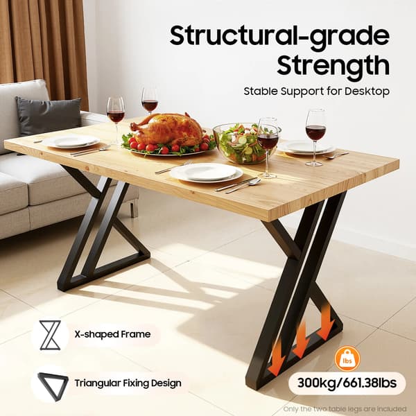 Møbelben, X-formet design, metal konstruktion,sort