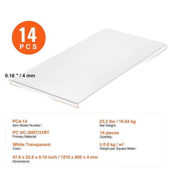 Växthuspaneler, Vattentäta, UV-skyddade,14Pcs 0.16in