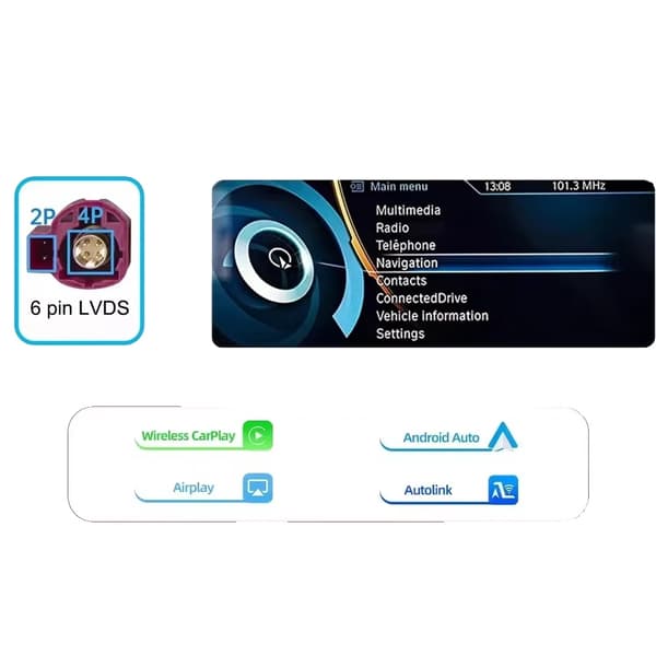 CarPlay og Android Auto modul, trådløs forbindelse, nem installation,NBT System