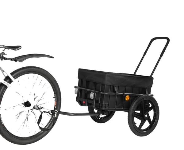 Cykeltrailer, Heavy Duty Cargo Vogn, 2-i-1 Konvertering,sort