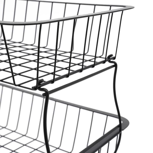 Frukt- och grönsakskorg, stapelbar design, mångsidig förvaring,svart