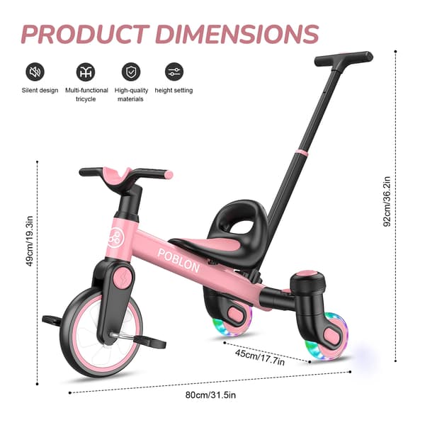 Drift Trike, 360° Spin, Justerbart Sæde,Pink