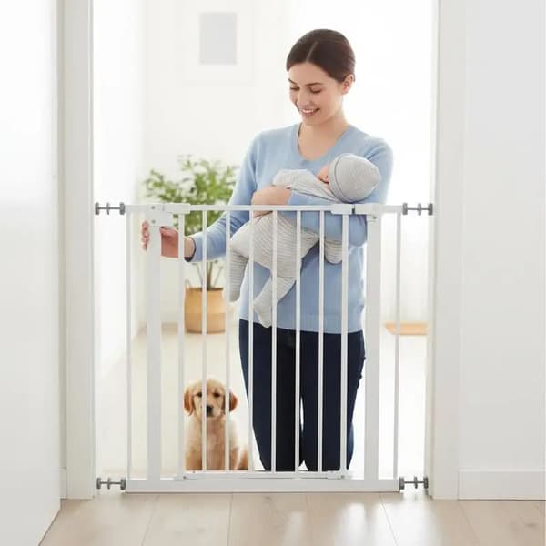 Hundgrind, Ingen borrinstallation, Hållbar metall och plast,vit