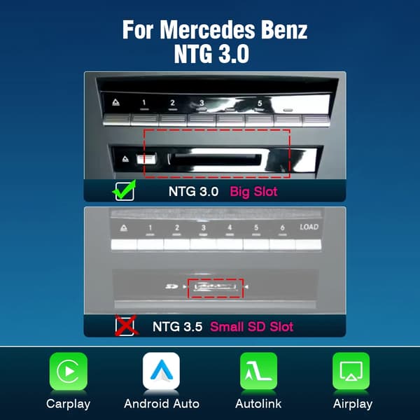 Trådløs CarPlay Android Auto Decoder, Medieafspilning, Kamerastøtte,FOR NTG3.0 Benz