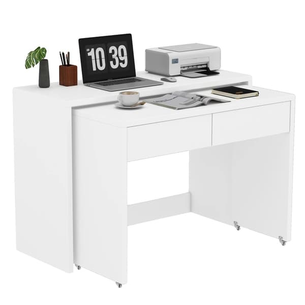 Skrivbord, Kompakt Design, Lätt Rörlighet,Vit