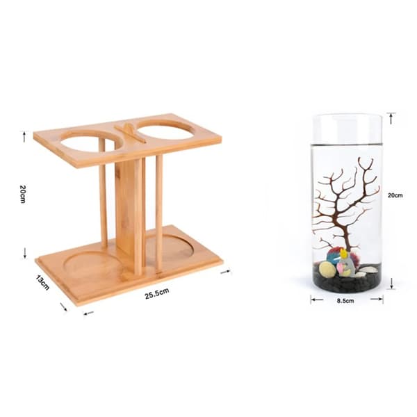 Miniakvarium, Bambubas, Dubbelglasdesign,träfärg