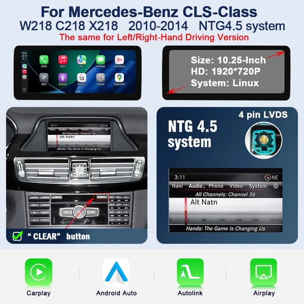 Bilvideospelare, Trådlös CarPlay, Trådlös Android Auto,NTG 4.5