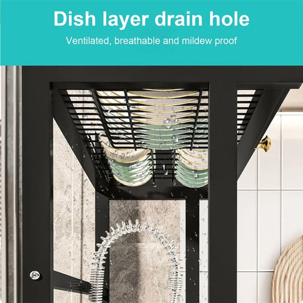 Køkkenopbevaringshylde, Holdbart 2-lags design, Nem montering,sort