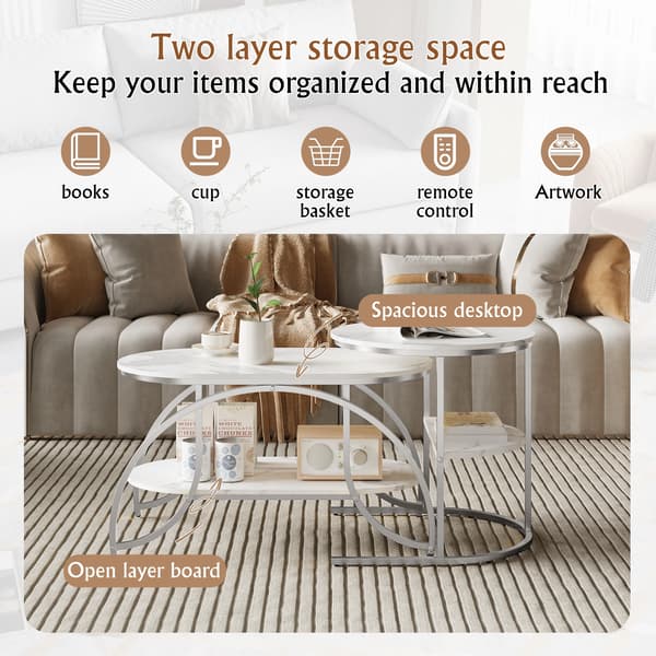 Kaffebord, Nesting Design, Minimalistisk Stil,vit+Silver