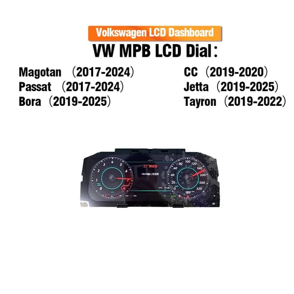 Digital instrumentpanel, kompatibel med Passat, anpassningsbara teman, snabb uppstartstid,Passat17