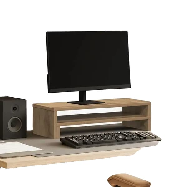 Monitorställ, Ergonomisk Design, Naturlig Träfinish,Typ1