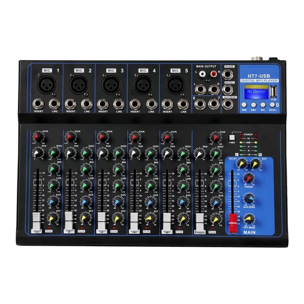Lydmixer, 7-kanals, Bluetooth-forbindelse,sort
