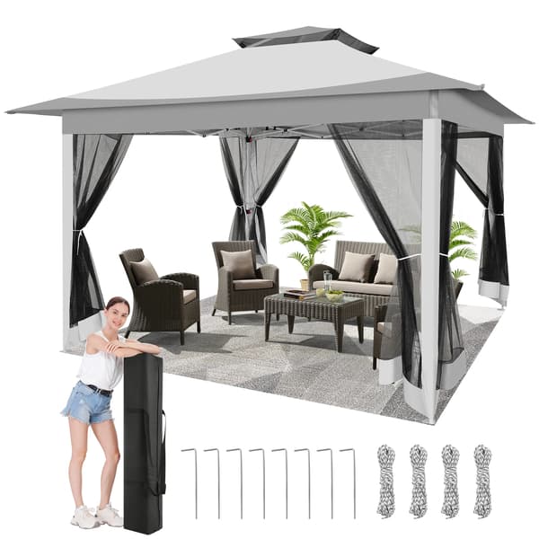 Gazebo, Vandtæt, Myggenet,Lys Grå