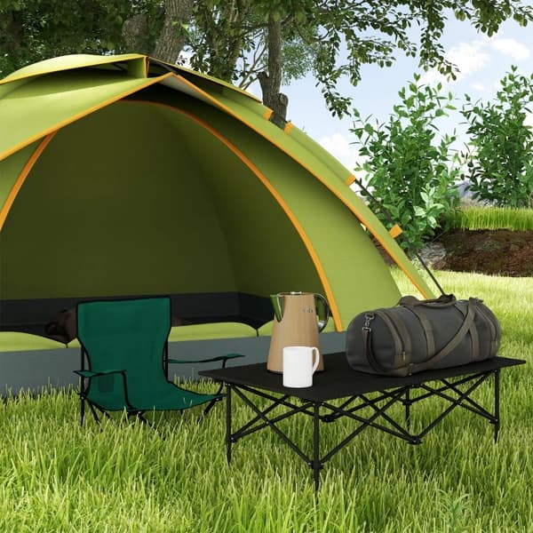 Campingbord, Fällbar Design, Lättviktsaluminium,Svart