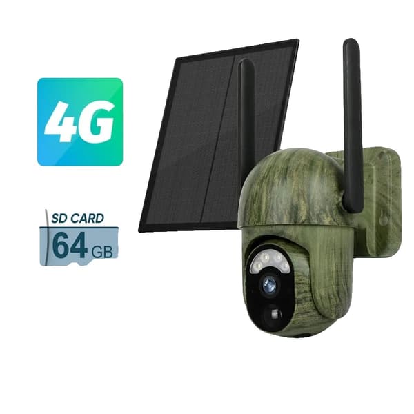Säkerhetskamera, solenergidriven, 2K HD-video,4G-version Lägg till 64G