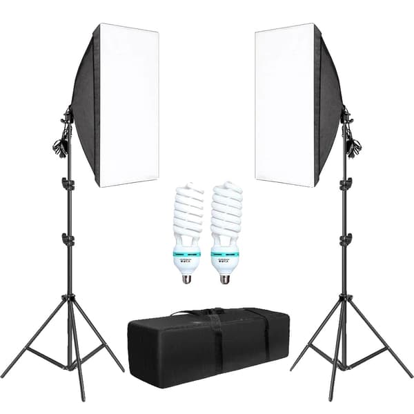 Softbox-belysningskit, justerbart stativ, E27-baserad kompatibilitet,135W Glödlampor