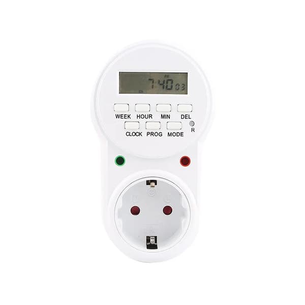 Digital timer programmerbar switch, 8 program, 16A 3680W, 230V 50Hz, LCD-display, enkel programmering
