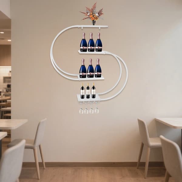 Vinhylla, Väggmonterad, 4-Tier Förvaring,Vit