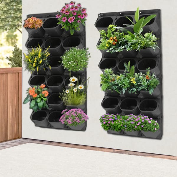 Väggplanterare, Stapelbar Design, 36 Krukor,svart