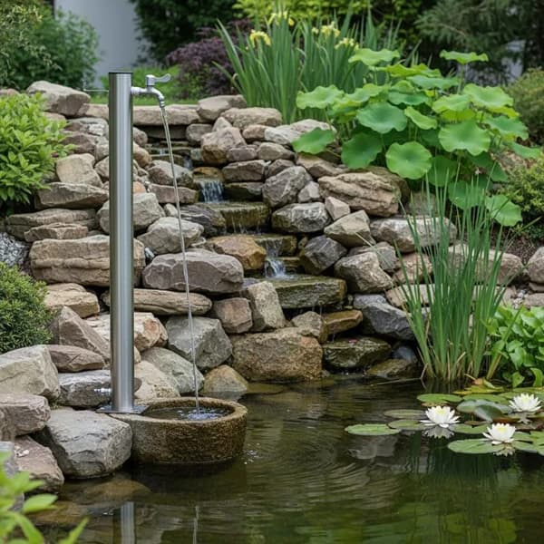 Havevandhaner, Rustfrit Stål, 60 cm Længde, Rund Form, Komplet Tilbehør, Alsidig Brug