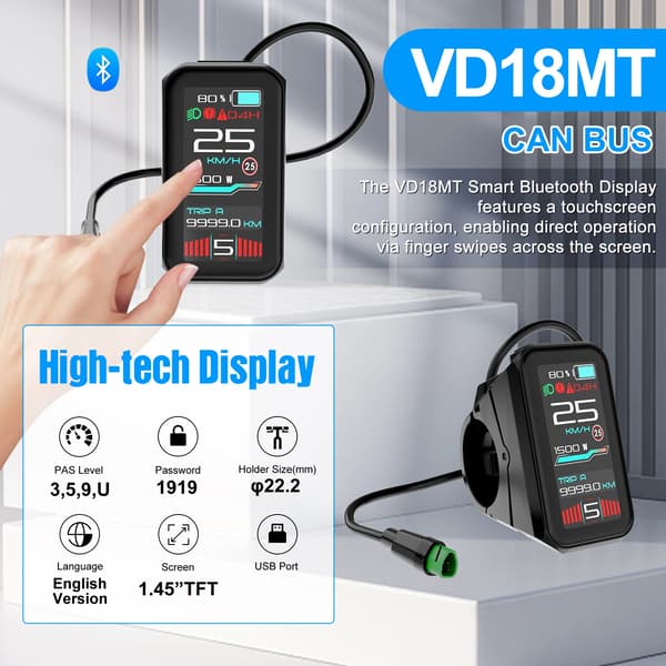 Skærm, Touchscreen Interface, Vandtæt Design,VD18MT For 125XVH/EVH