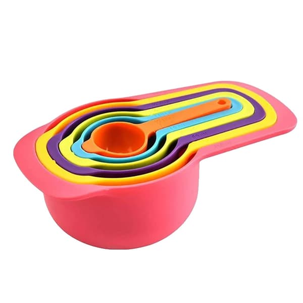Måttkoppar, graderad design, hållbar plast,6st mätkopp