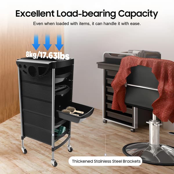 Salonvogn, 5-lags design, holdbare materialer,sort