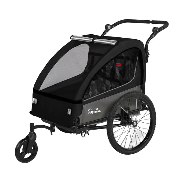 Børnecykeltrailer, Stødabsorberende Dæk, Sammenklappeligt Design,Sort