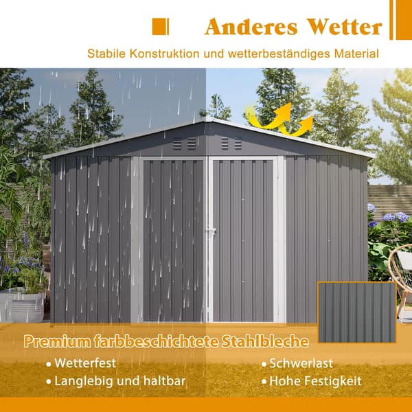 Trädgårdsförvaringsskåp, Galvaniserat Stål, Vattentät Design,GRÅ